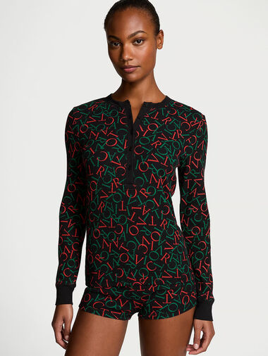 Ensemble Pyjama Thermique Court, BLACK TOSSED  LOGO, large